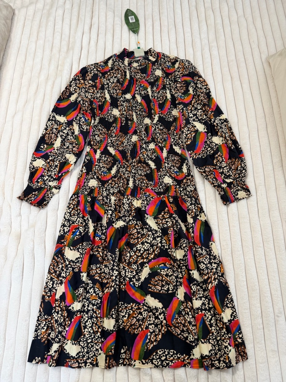 FARM Rio Black Maxi Dress with Multicolor Parrot Print